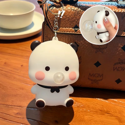 Bubu & Dudu Squishy Bubble Keychain – Kawaii Panda & Bear Squeeze Fidget Charm