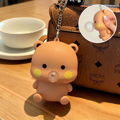Bubu & Dudu Squishy Bubble Keychain – Kawaii Panda & Bear Squeeze Fidget Charm