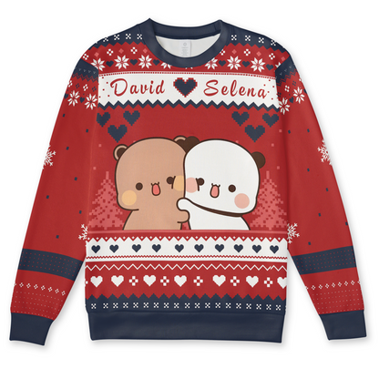 Bubu & Dudu Personalized Christmas Sweater – Custom Couple Names Edition