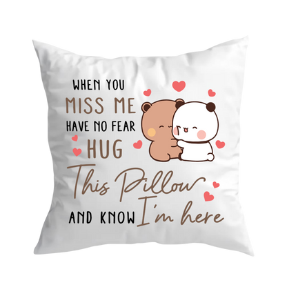 When You Miss Me Hug This Pillow | Bubu & Dudu Couple Throw Pillow Gift – product image 1