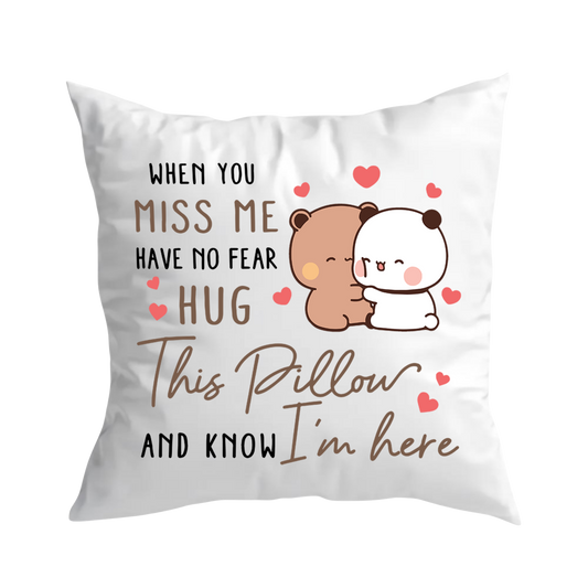 When You Miss Me Hug This Pillow | Bubu & Dudu Couple Throw Pillow Gift – product image 1