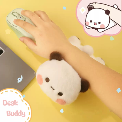 Bubu & Dudu Plushie Wrist Rest – Kawaii Panda & Bear Squishy Desk Wrist Support