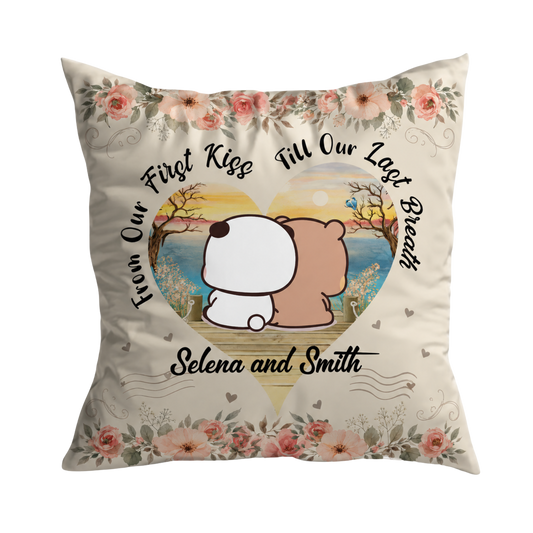 Personalized Bubu & Dudu Pillow – From Our First Kiss Till Our Last Breath | Custom Name Romantic Gift – product image 1
