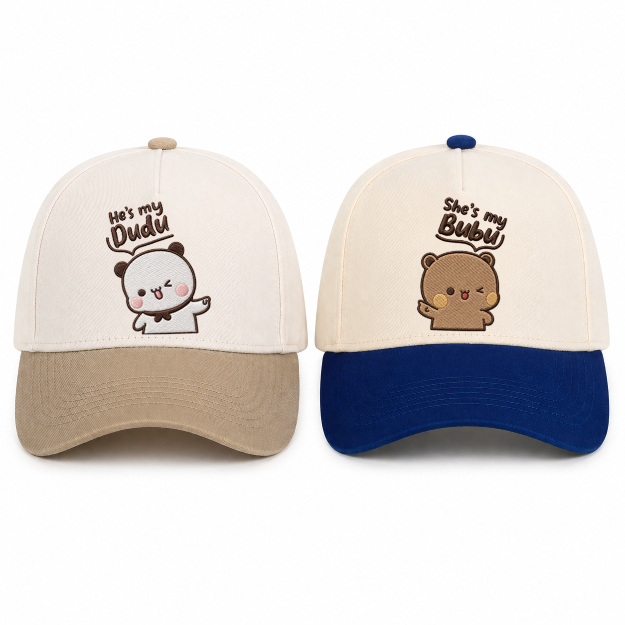 Bubu & Dudu Matching Couple Trucker Hats – Cute Embroidered His & Hers Caps