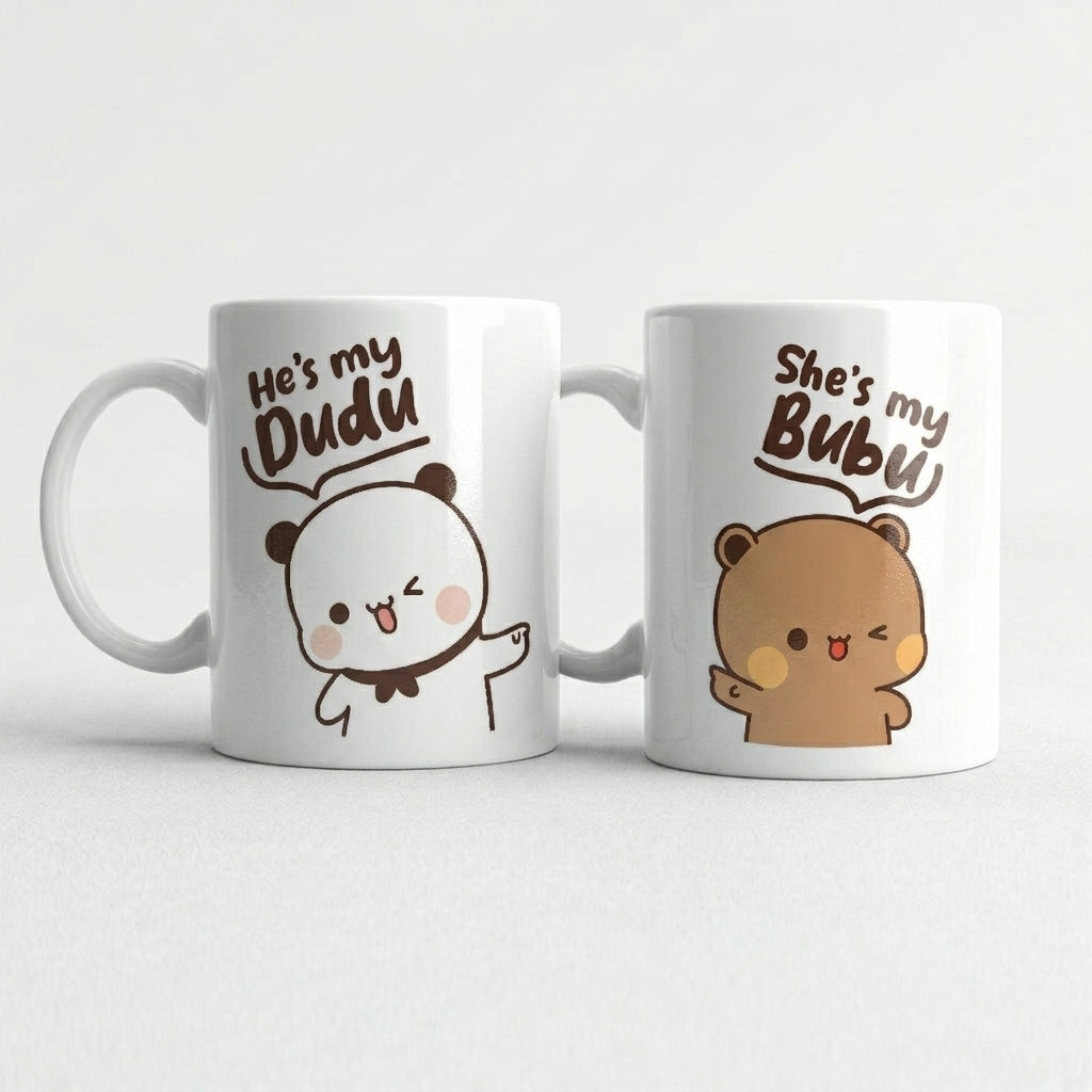 Bubu & Dudu Matching Couple Mug Set – Cute Gift for Couples (2-Pack)
