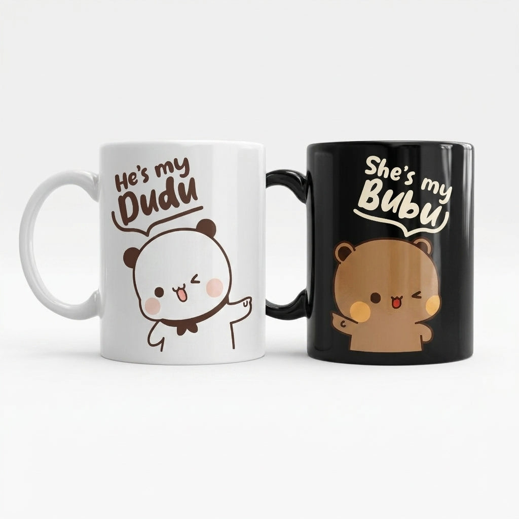 Bubu & Dudu Matching Couple Mug Set – Cute Gift for Couples (2-Pack)