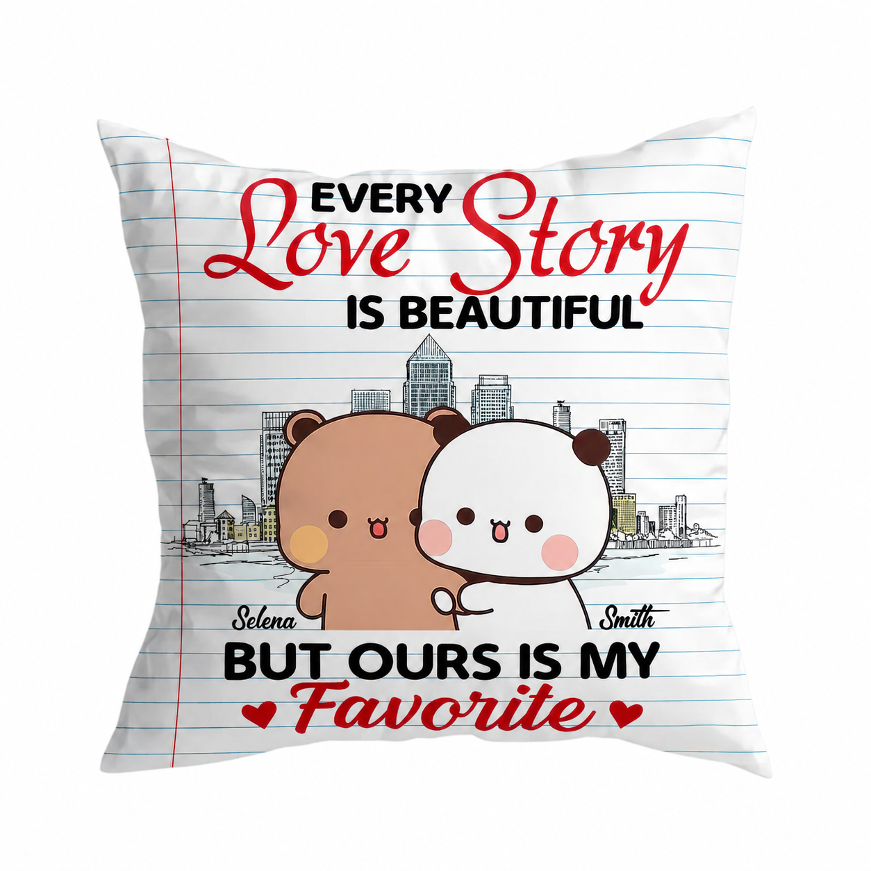Personalized Bubu & Dudu Pillow – Every Love Story Is Beautiful, But Ours Is My Favorite | Custom Name Gift