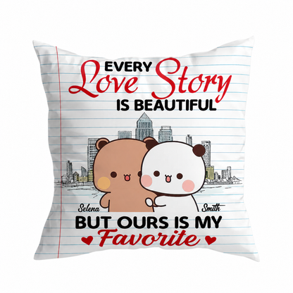 Personalized Bubu & Dudu Pillow – Every Love Story Is Beautiful, But Ours Is My Favorite | Custom Name Gift