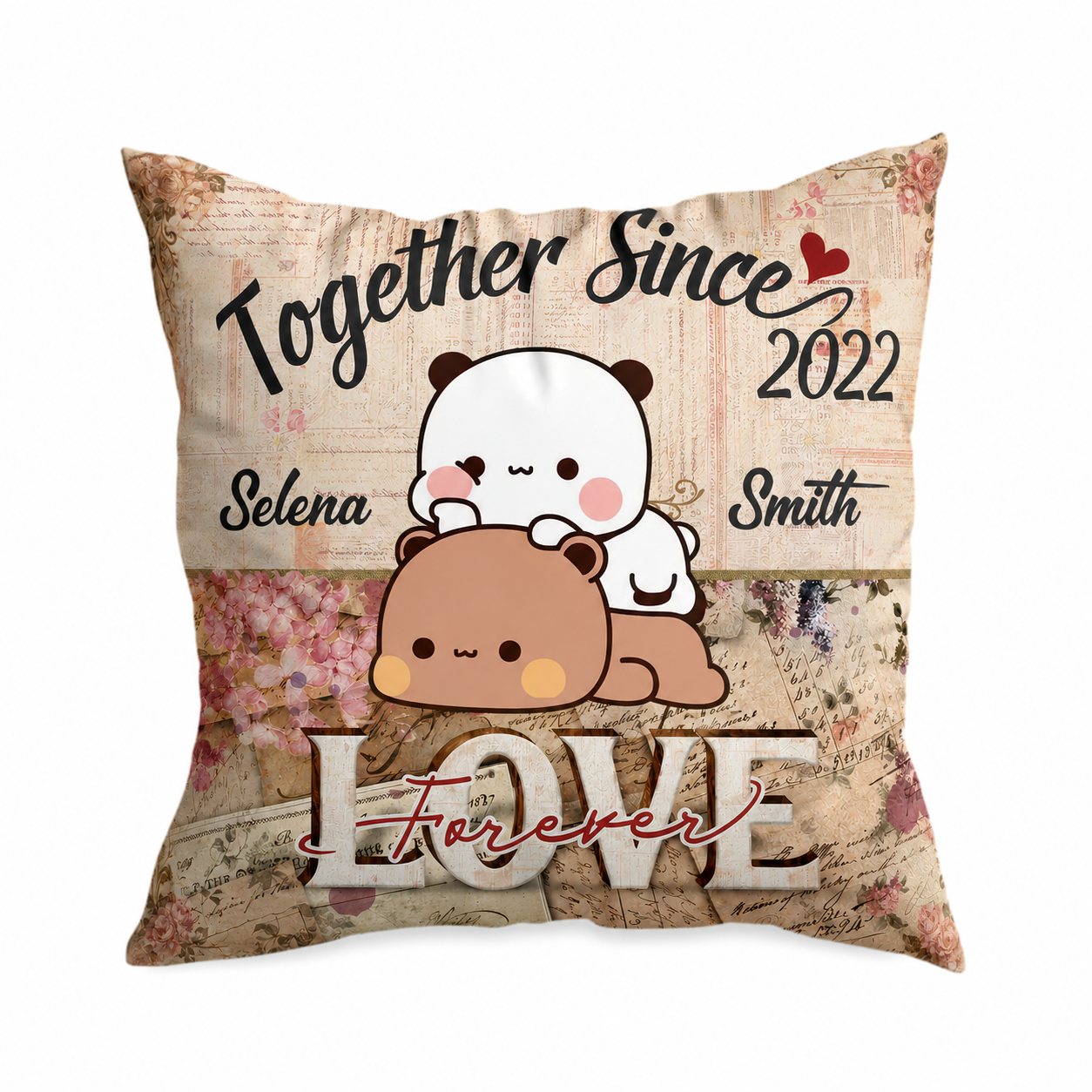 Personalized Bubu & Dudu Pillow – Together Since, Love Forever | Custom Name & Year Gift