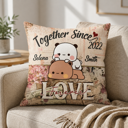 Personalized Bubu & Dudu Pillow – Together Since, Love Forever | Custom Name & Year Gift