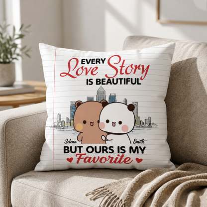 Personalized Bubu & Dudu Pillow – Every Love Story Is Beautiful, But Ours Is My Favorite | Custom Name Gift
