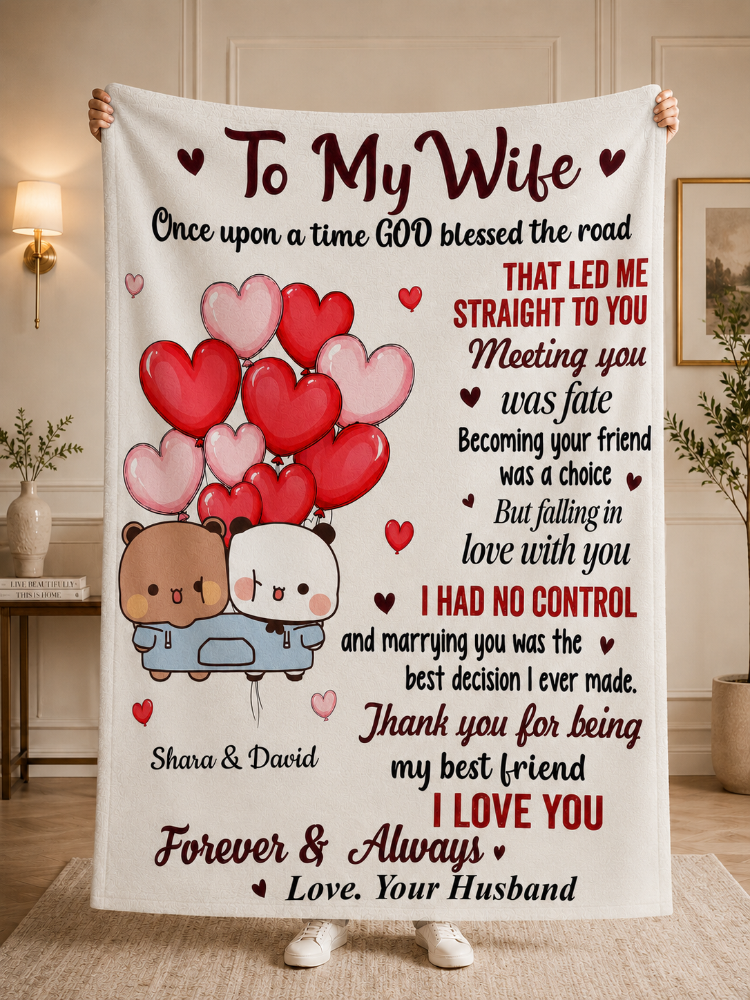 Personalized Bubu & Dudu Blanket – To My Wife, Falling in Love With You I Had No Control