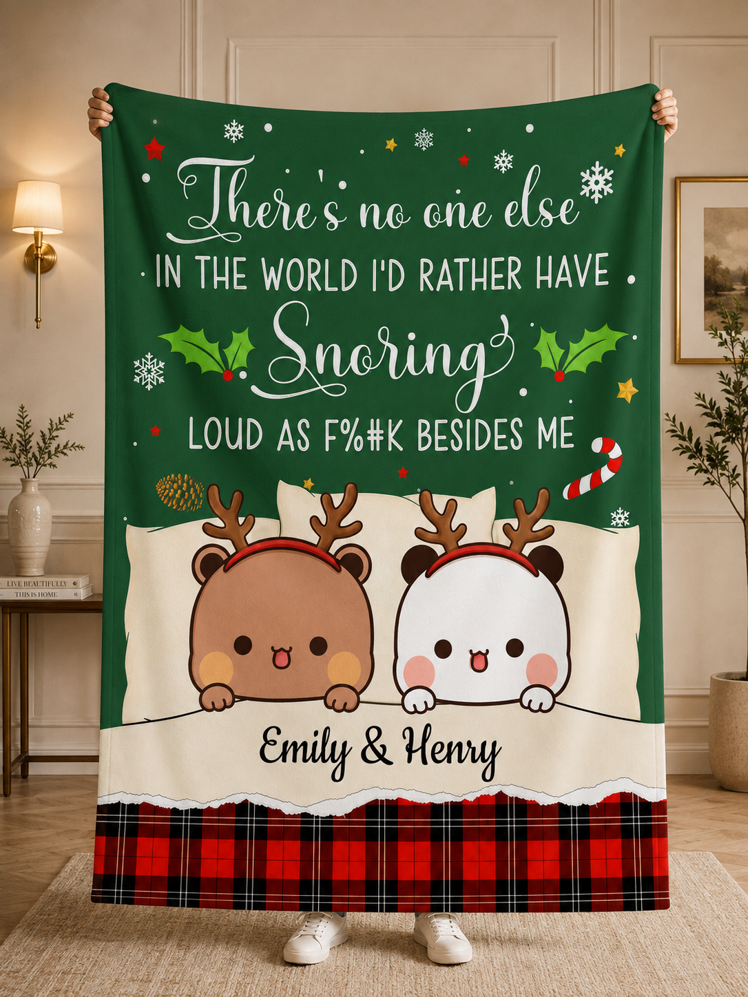 Personalized Bubu & Dudu Christmas Blanket – There's No One Else I'd Rather Have Snoring Loud As F%#k Besides Me
