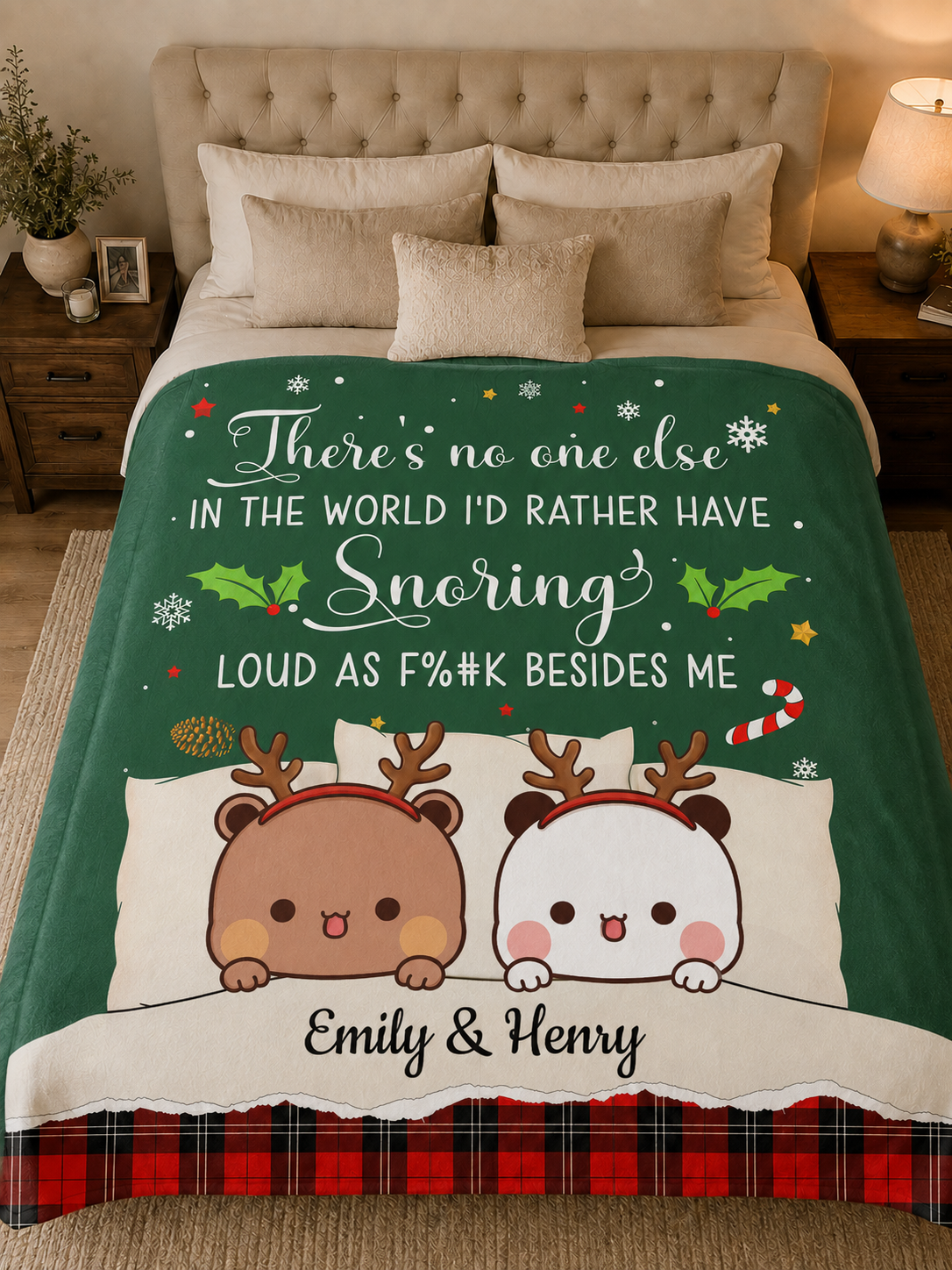 Personalized Bubu & Dudu Christmas Blanket – There's No One Else I'd Rather Have Snoring Loud As F%#k Besides Me
