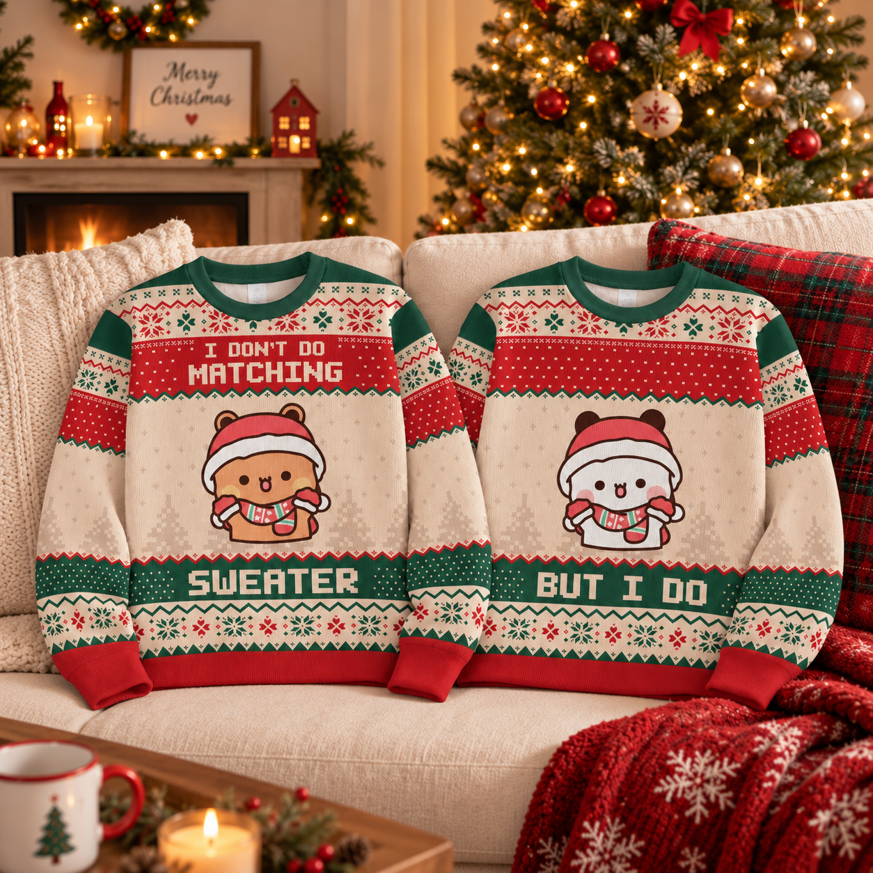 Bubu & Dudu Christmas Sweater – "I Don't Do Matching, But I Do" Funny Couple Edition