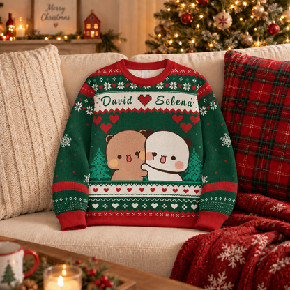 Bubu & Dudu Personalized Christmas Sweater – Custom Couple Names Edition