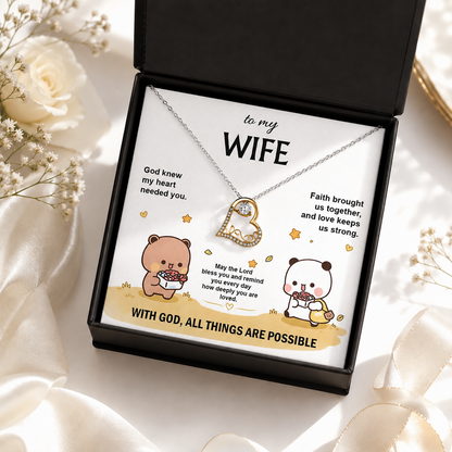 Bubu & Dudu Necklace – To My Wife, With God All Things Are Possible | 925 Sterling Silver Gift for Her