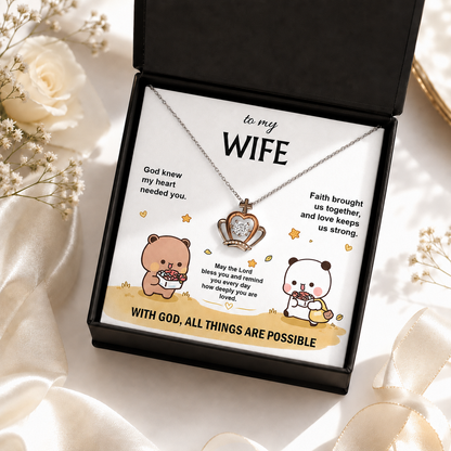Bubu & Dudu Necklace – To My Wife, With God All Things Are Possible | 925 Sterling Silver Gift for Her