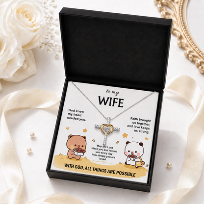 Bubu & Dudu Necklace – To My Wife, With God All Things Are Possible | 925 Sterling Silver Gift for Her