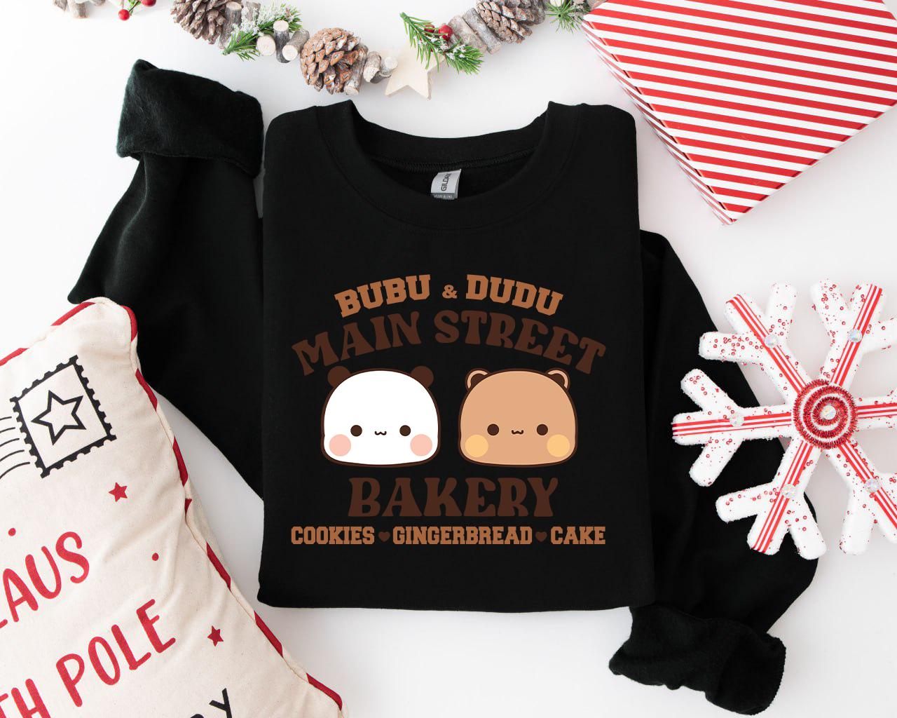 Bubu & Dudu Holiday Sweatshirt - Main Street Bakery Design