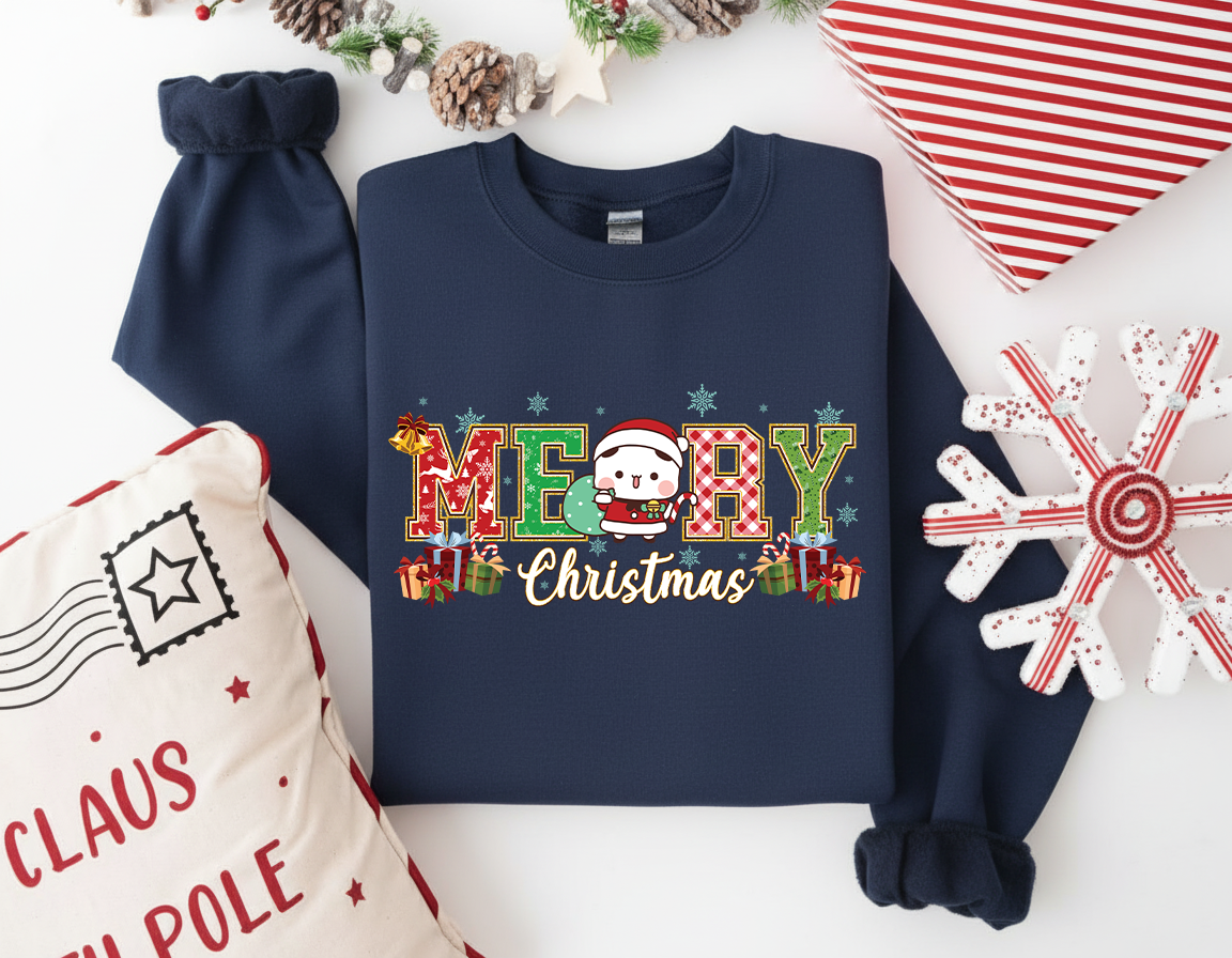Bubu & Dudu Merry Christmas Sweatshirt Set – Cute Matching Holiday Sweaters for Couples