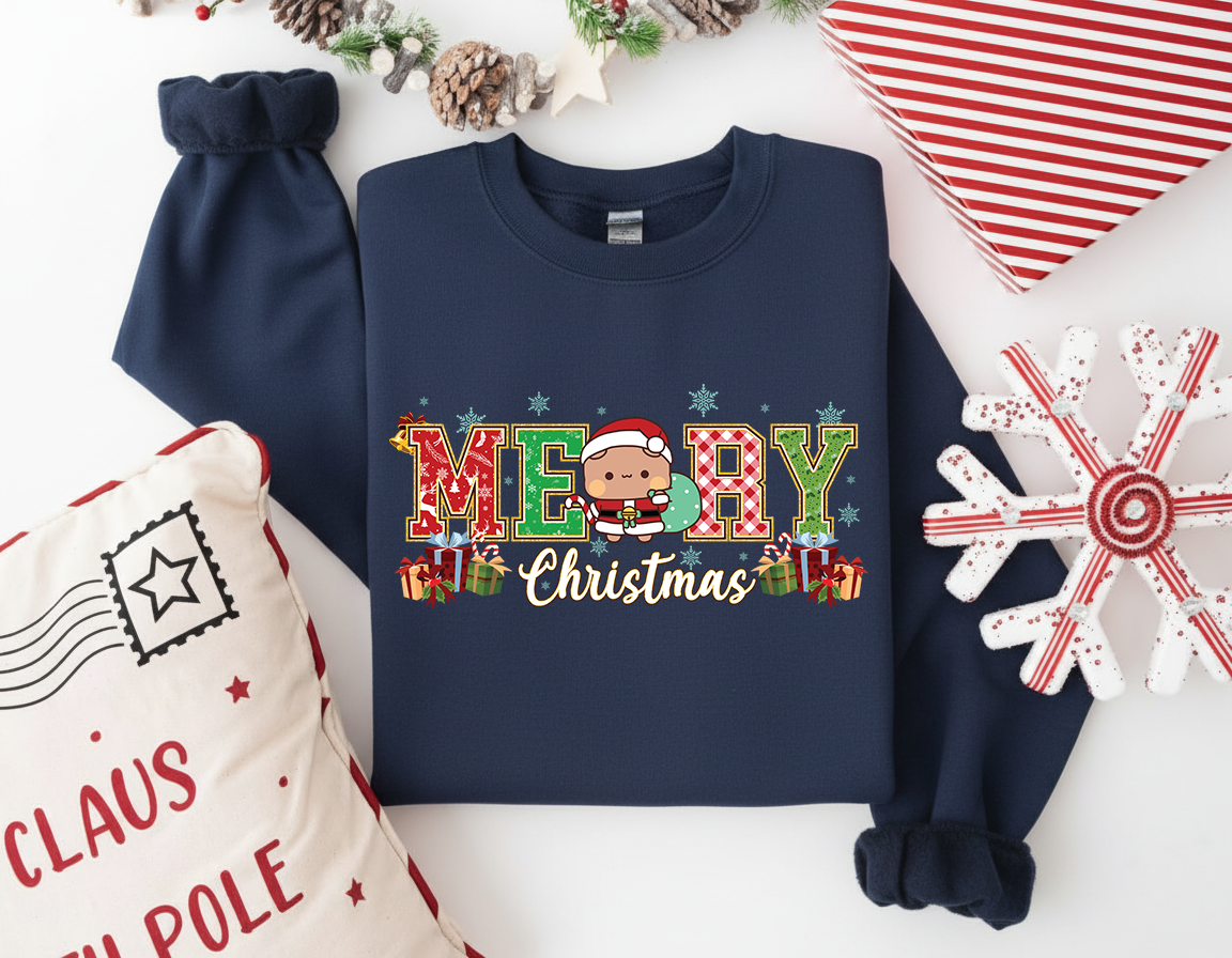 Bubu & Dudu Merry Christmas Sweatshirt Set – Cute Matching Holiday Sweaters for Couples