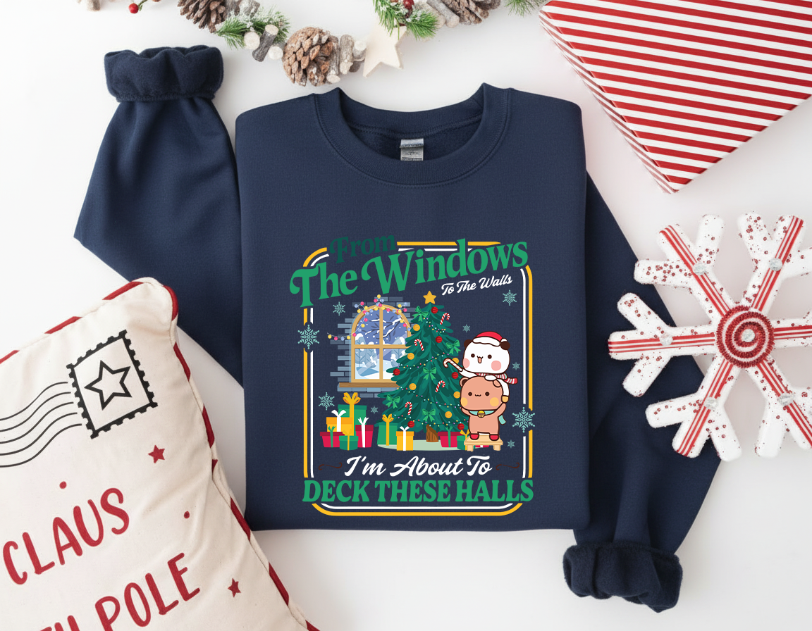 Funny Christmas Sweatshirt – Bubu & Dudu Deck These Halls