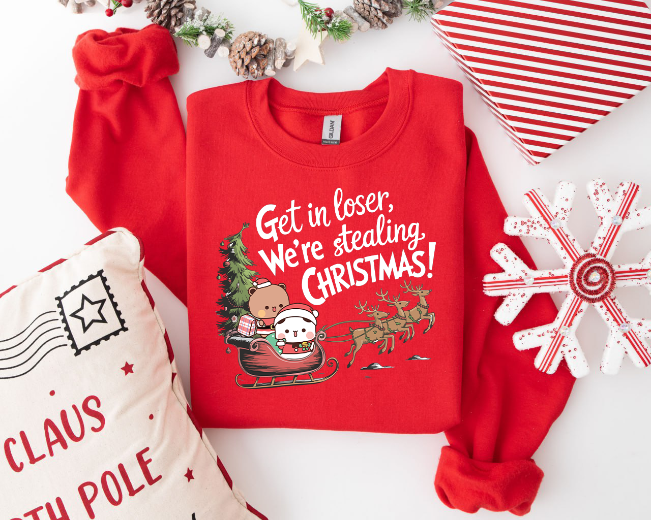 Bubu & Dudu Christmas Sweatshirt - “Get in Loser We’re Stealing Christmas”