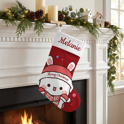 Personalized Bubu & Dudu Christmas Stockings – Set of 2 Matching Couple Kawaii Custom Name Stockings