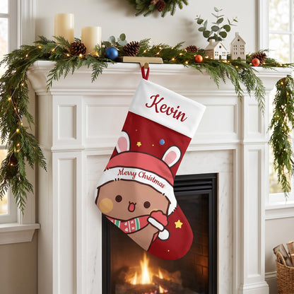 Personalized Bubu & Dudu Christmas Stockings – Set of 2 Matching Couple Kawaii Custom Name Stockings