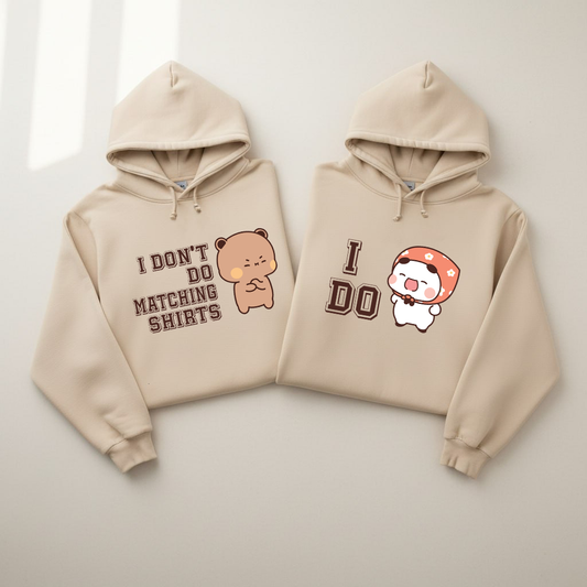 Bubu & Dudu Matching Couple Hoodies – I Do I Don’t Funny Love Set
