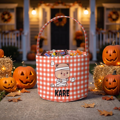 Personalized Bubu & Dudu Halloween Basket – Custom Name Trick-or-Treat Candy Bag