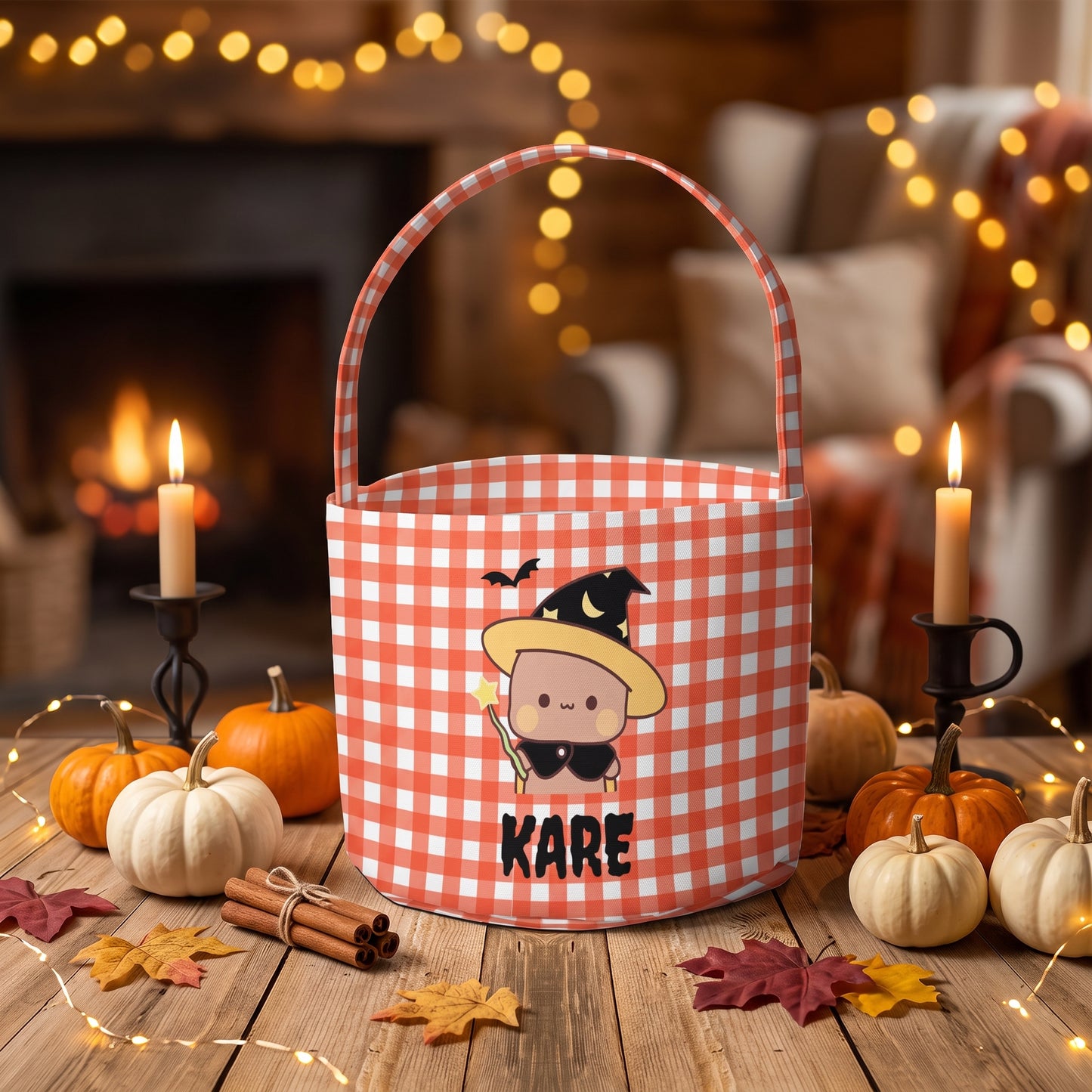 Personalized Bubu & Dudu Halloween Basket – Custom Name Witch Trick-or-Treat Candy Bag
