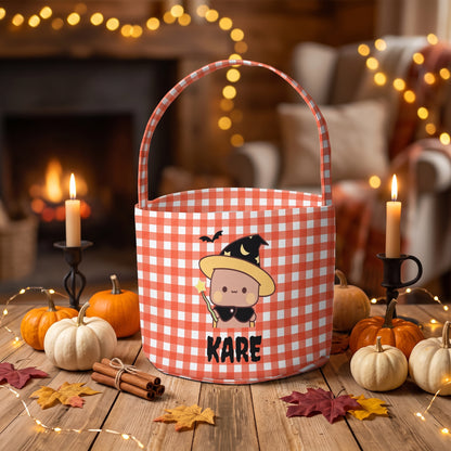 Personalized Bubu & Dudu Halloween Basket – Custom Name Witch Trick-or-Treat Candy Bag