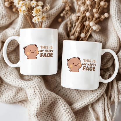 Cute Dudu Mug – "This Is My Happy Face" Funny Coffee Cup Gift