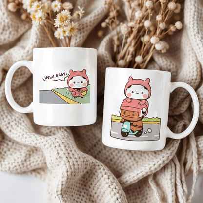 Bubu & Dudu Mug – “Hey Baby” and Scooter Hug Design
