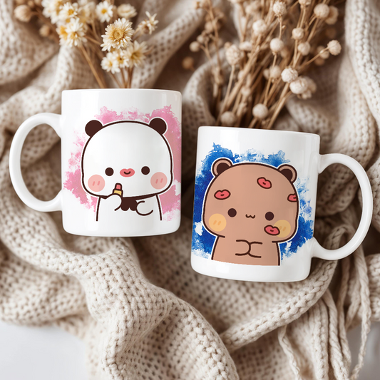 Cute Couple Mug Gift – Lipstick & Kisses from Her to Him