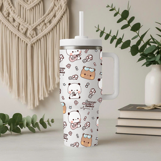 Kawaii Music Bubu&Dudu Tumbler with Handle & Straw – Cute Insulated Travel Cup