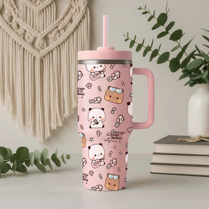 Kawaii Music Bubu&Dudu Tumbler with Handle & Straw – Cute Insulated Travel Cup