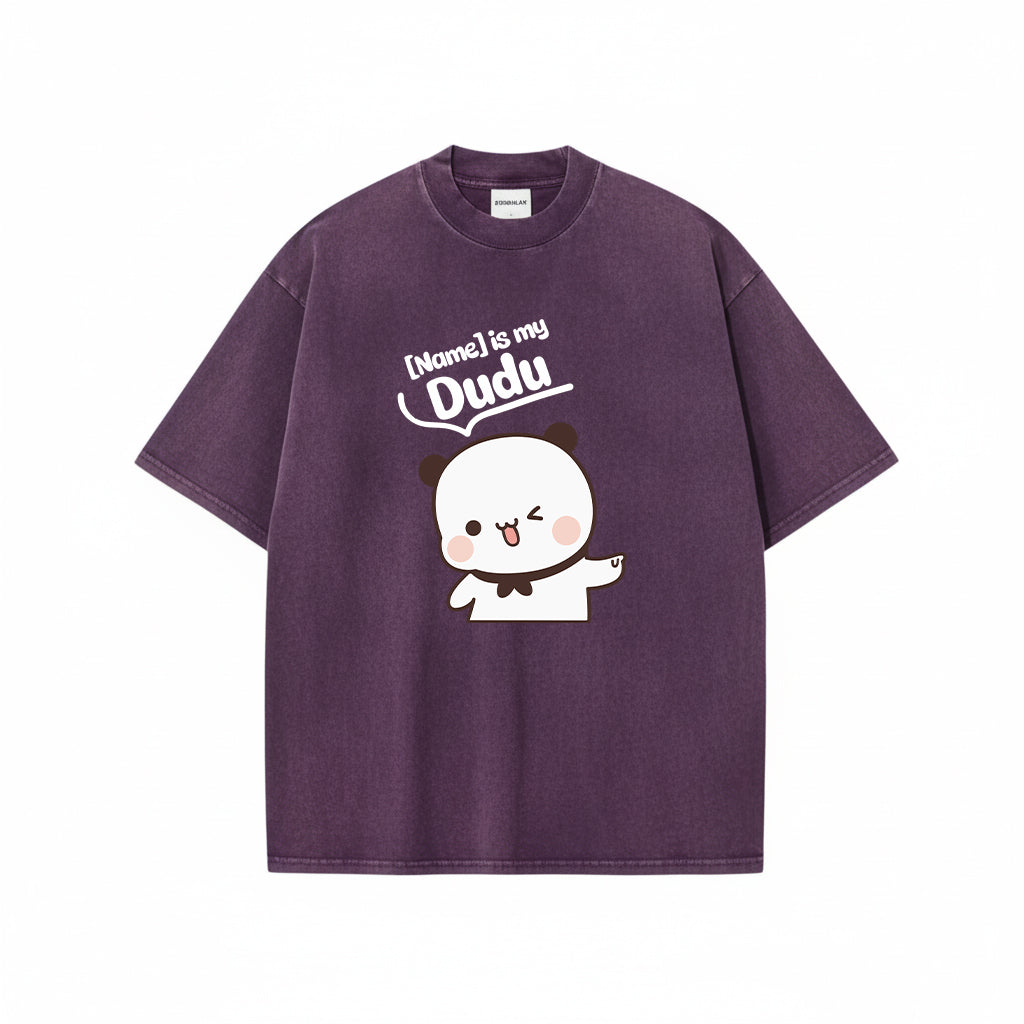 Custom Name Bubu & Dudu Mineral Wash Matching T-Shirt