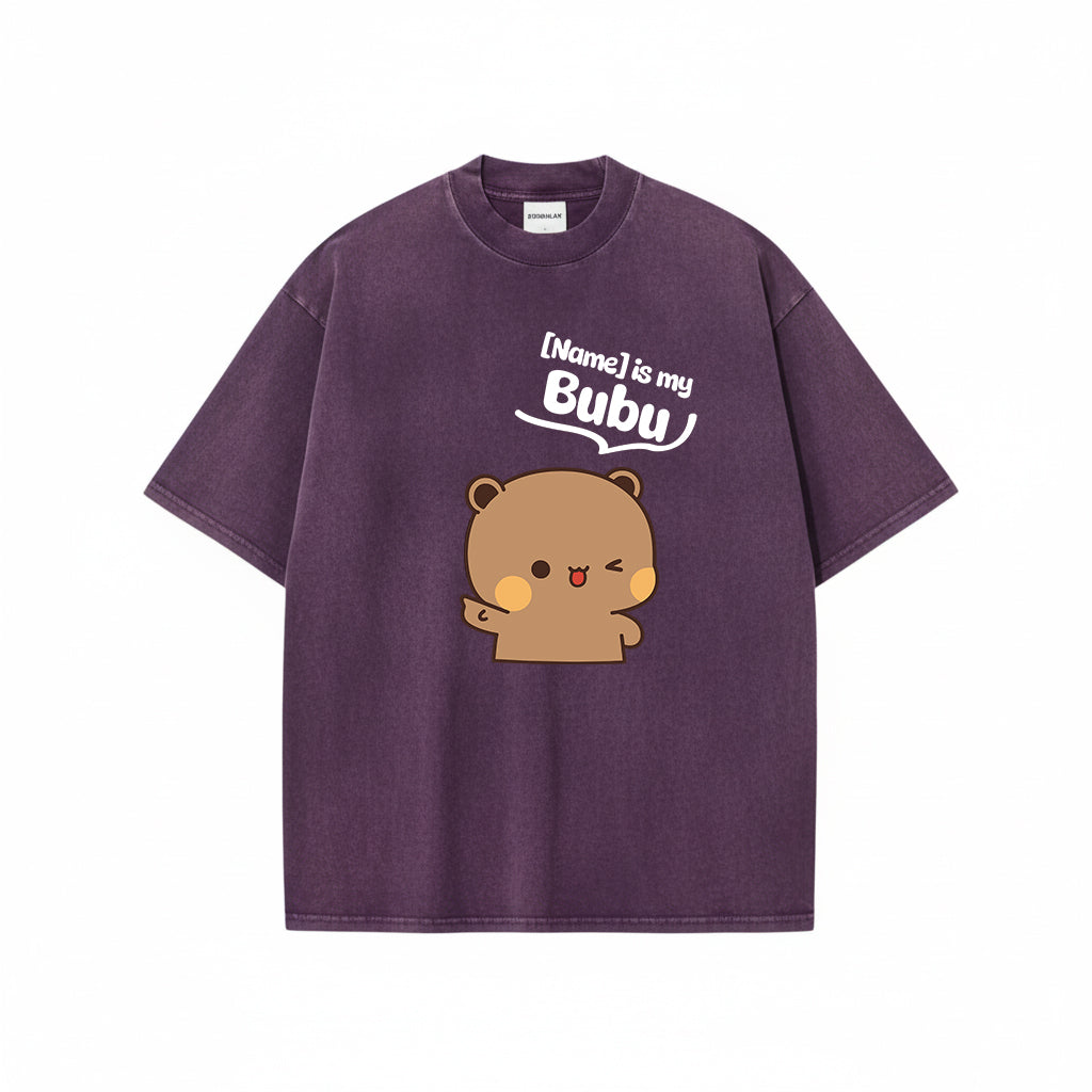 Custom Name Bubu & Dudu Mineral Wash Matching T-Shirt