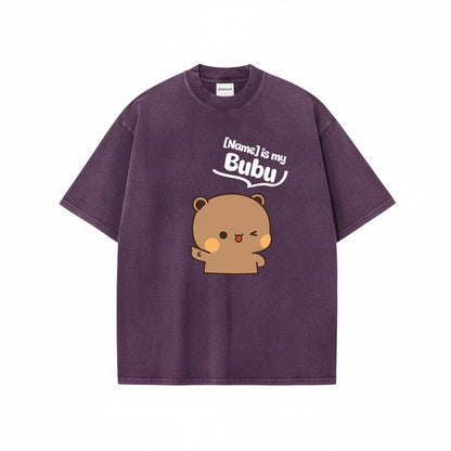 Custom Name Bubu & Dudu Mineral Wash Matching T-Shirt