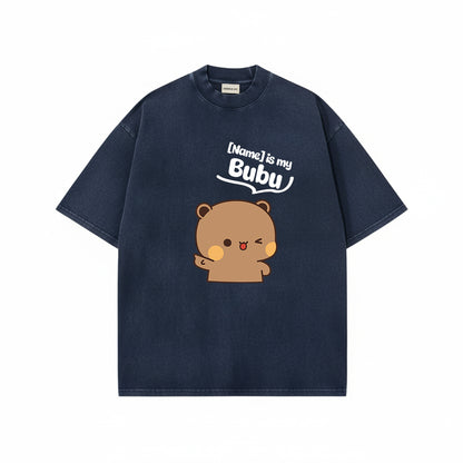 Custom Name Bubu & Dudu Mineral Wash Matching T-Shirt