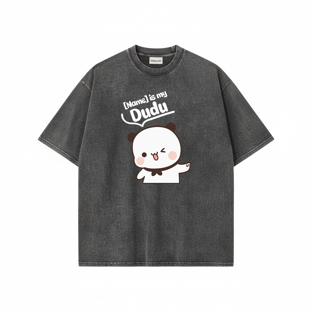 Custom Name Bubu & Dudu Mineral Wash Matching T-Shirt