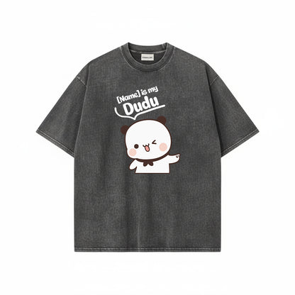 Custom Name Bubu & Dudu Mineral Wash Matching T-Shirt