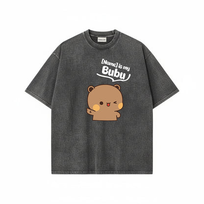 Custom Name Bubu & Dudu Mineral Wash Matching T-Shirt