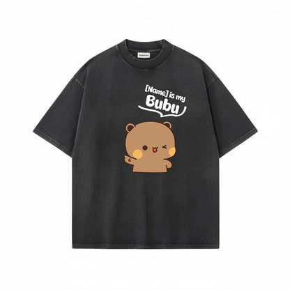 Custom Name Bubu & Dudu Mineral Wash Matching T-Shirt
