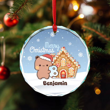 Personalized Bubu & Dudu Christmas Crystal Ornament Set – Custom Name Kawaii Couple Gingerbread Keepsake