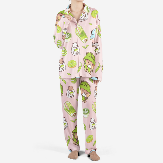 Bubu & Dudu Matcha Pajama Set – Cute Kawaii Couple Sleepwear