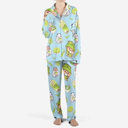 Bubu & Dudu Matcha Pajama Set – Cute Kawaii Couple Sleepwear